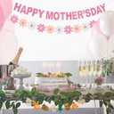 Happy Mother's Day Decorations Banner - NO DIY - Pink Glitter Mothers Day Party Supplies Photo Backdrops