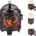 Dicimi Wax Melt Warmer,4-in-1 Electric Wax Melter,Oil Burner,Fireplace Wax Warmers, for Home Office Bedroom Aromatherapy Present and Decorations (Bronze, Fireplace Stove) (Black Retro X Fire Pit)