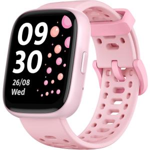 Smart Watch for Kids with Find My, 1.83" Fitness Tracker Watch No APP No Phone Needed, Pedometer, Heart Rate, Sleep Monitor, IP68, Puzzle Games for Girls Boys Teens 5-16, Gift, Pink