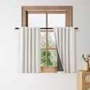 Nanspring 100% Blackout Kitchen Linen Curtains Back Tab Small Drape 36 Inch Length Privacy Natural Elegant Short Black Out Cafe Curtain Tier for Thermal Insulated Bedroom Cabinet Cream Ivory 30x36