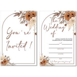 Soiceu Floral Fall Wedding Invitations Autumn Fall Marriage Wedding Party Invites with Envelopes Set of 20