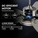52 Inch Nickel Ceiling Fans with Lights and Remote Control for Bedroom, Modern Ceiling Fan with Quiet Reversible DC Motor, 3CCT, Dimmable, LED for Living Room, Patio, Indoor and Outdoor