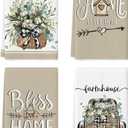 Artoid Mode Eucalyptus Truck Flowers Basket Spring Kitchen Towels Dish Towels, 18x26 Inch Farmhouse Decoration Hand Towels Set of 4