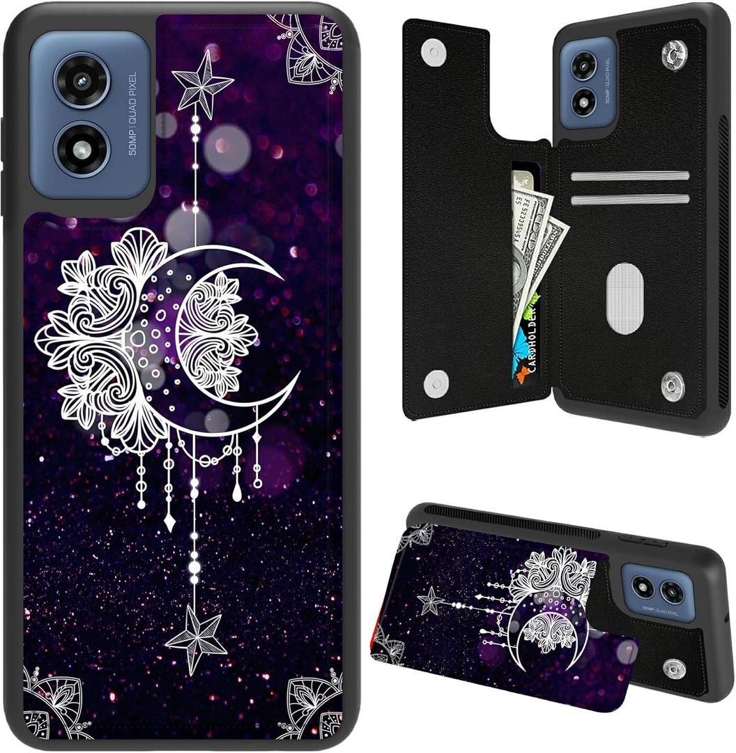 Wallet Case for Motorola Moto G 5G 2024 6.6" with Card Holder and RFID Protection, PU Leather Kickstand Shockproof Protective Cover for Moto G 5G 2024,Moonflower Wallet Case for Motorola Moto G 5G 2024 6.6" with Card Holder and RFID Protection, PU Leather Kickstand Shockproof Protective Cover for Moto G 5G 2024,Moonflower