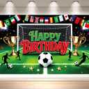 10x6.5 FT Football Party Backdrop Sports Themed Party Decoration Soccer Happy Birthday Banner Wall Photo Background for Holiday Birthday Party Supplies,120x78inch