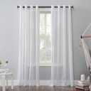 No. 918 Erica Crushed Sheer Voile Grommet Curtain Panel 84.00" x 51.00" (White)