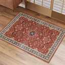 2x3 Entryway Rug, Red Small Boho Washable Rug, Modern Soft Christmas Non-Slip Area Rug, Low Pile Carpet for Entryway Kitchen Bathroom Front Doormat Indoor Entrance Throw Rugs, Red/Gold