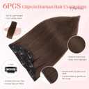 Hairro 6pcs Clip In Short Human Hair Extensions, Single Clip Design 100% Real Hair with Lace Weft, Seamless Thin Hairpieces Add Highlights, 10 Inch Short 31g #2R Dark Brown