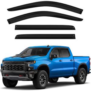 4PCS Window Rain Guards Fit for Chevy Silverado GMC Sierra 1500 20192026 2500/3500HD Crew Cab 20202026 Outside Tape-On Mount Vent Deflectors Visors Accessories(for Silverado/Sierra1500CrewCab)