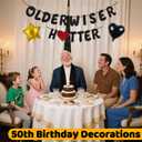 2 x Older Wiser Hotter Pre-Strung Glitter Happy Birthday Banner Decorations - 30th 40th 50th 60th 70th 80th Birthday Decorations Gifts for Women Men, Happy Birthday Sign Party Balloons