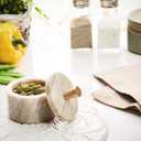 Queenza Marble Salt Cellar with Lid and Brass Knob (Brown)