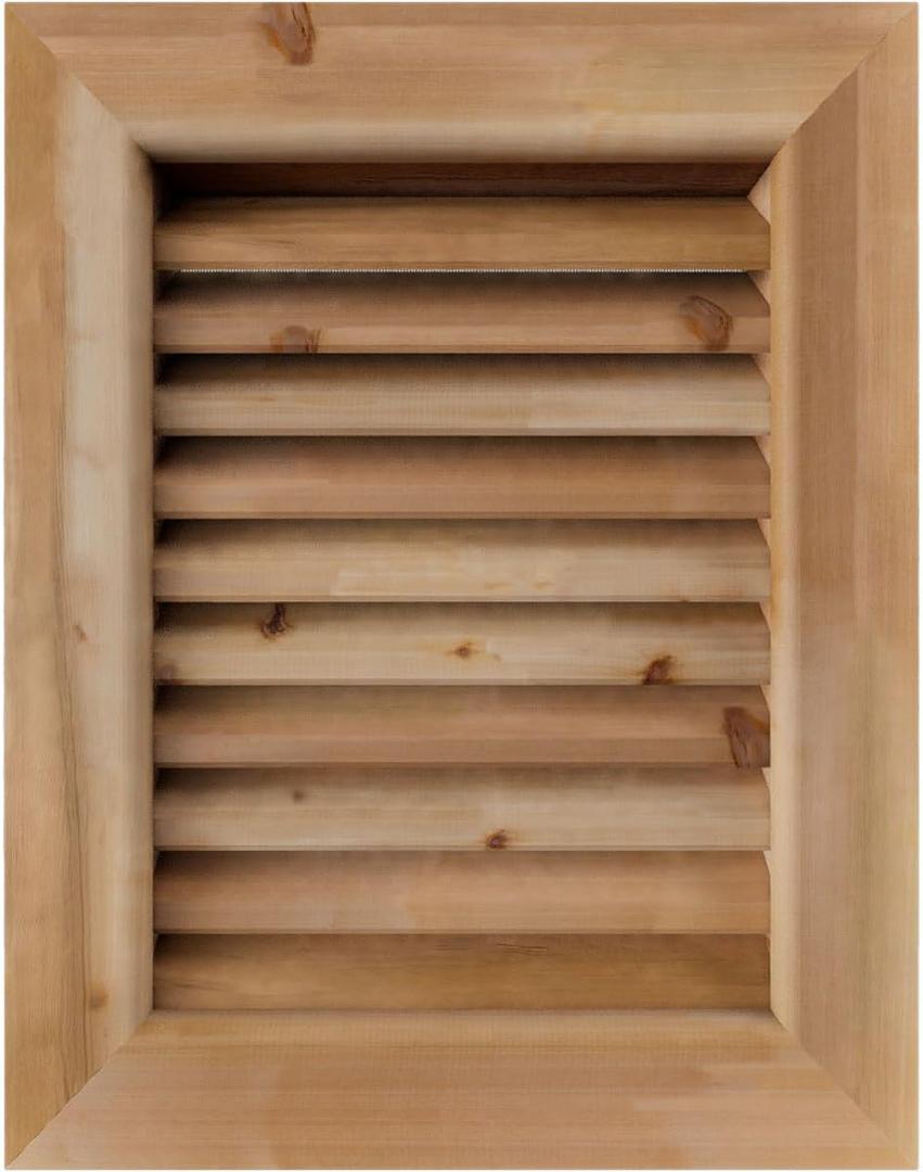 Ekena Millwork GVWVE12X2001SFUWR Vertical Gable Vent Gable Vent, 12"W x 20" (17"W x 25"H Frame Size), Western Red Cedar, Unfinished