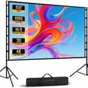 Outdoor Projector Screen with Stand - 150 Inch Portable Projector Screen Outdoor Indoor Projection Screen 16:9 4K HD Movie Screens with Carry Bag Can Enjoy Home Theater Projection Screens