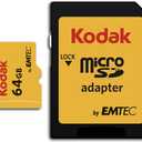 KODAK 64GB UHS-I U3 V30 A1 MicroSDXC Card with Adapter - Up to 95MB/s Read Speed - Up to 85MB/s Write Speed - Additional Storage for Multimedia Devices (Black)