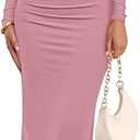 ZESICA Elegant Long Formal Wedding Guest Dresses for Women 2026 Ruffle Bodycon Cocktail Party Maxi Dress M