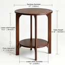 Solid Wood Round Side Table for Living Room, Bedroom, 17"W x 22"H