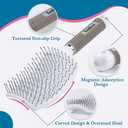 Boar Bristle Hair Brush Set - Dry/Wet Hair Brushes Detangler for Fine, Thick, Curly Hair - Curved and Vented Hair Brush for Women, Men or Kids (White)