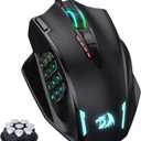 Redragon M908 Impact RGB LED MMO Gaming Mouse with 12 Side Buttons, Optical Wired Ergonomic Mouse with Max 12,400DPI, High Precision, 18 Programmable Macro Shortcuts, Comfort Grip (Black)