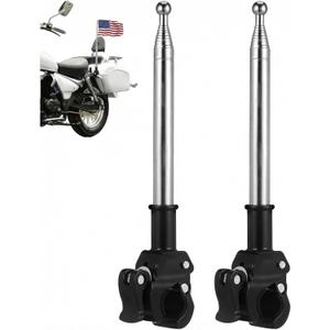 2Pcs Adjustable Stainless Steel Motorcycle Flagpole Pole, 51in Retractable Bike Flag Pole, Telescopic Motorcycle Bicycle Flag Mounts, Flagpole for ATV Golf Cart Wheelchair Dirt Bike Mount
