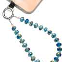 2 x Crystal Phone Chain Wristlet Strap Wheel Beaded Phone Charm Women | Sparkling Wheel Shaped Glass Beads Shiny Wrist Strap for Phone Bracelet Keys Bag Accessories Ladies Daily Commuting Shopping