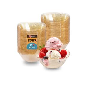 bUCLA 50Pack Gold Glitter Plastic Serving Bowls - 16oz Disposable Serving Bowls for Party Dessert/Ice Cream/Salsa/Snack
