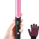 1 Inch Mini Curling Iron, Ceramic Travel Wand Curler for Short Hair with Dual Voltage, Portable Curling Iron with Glove, 3 Heat Settings, Auto Shut Off