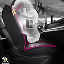 BGYFOU Fashion PU Breathable Leather car seat Cover 5-Seater Universal fit (Black-Rose red)