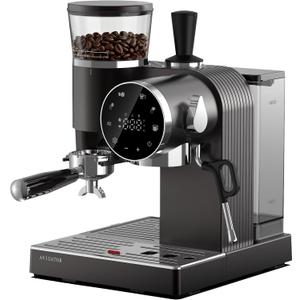 20 Bar Espresso Machine | LED Screen Touch Control | 6 Level Adjustable Grinder | Drip Coffee & Cold Brew, Milk Frother, Assisted Tamper & Built-In Accessory Storage Box | 50oz Tank