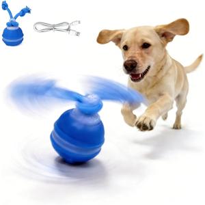 Interactive Dog Toys 2026 upgraded motion-sensing pet toy ball, interactive dog toy ball with 360 intelligent automatic rolling. Built-in bird chirping attract dogs and keep them playing (blue)