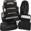 Shacke Packing Cubes for Travel 8 Set - Premium Luggage Organizer Bags - Versatile Travel Organizer for Women and Men - Optimized Packing Bags - Travel Essentials (Black), Set of 8