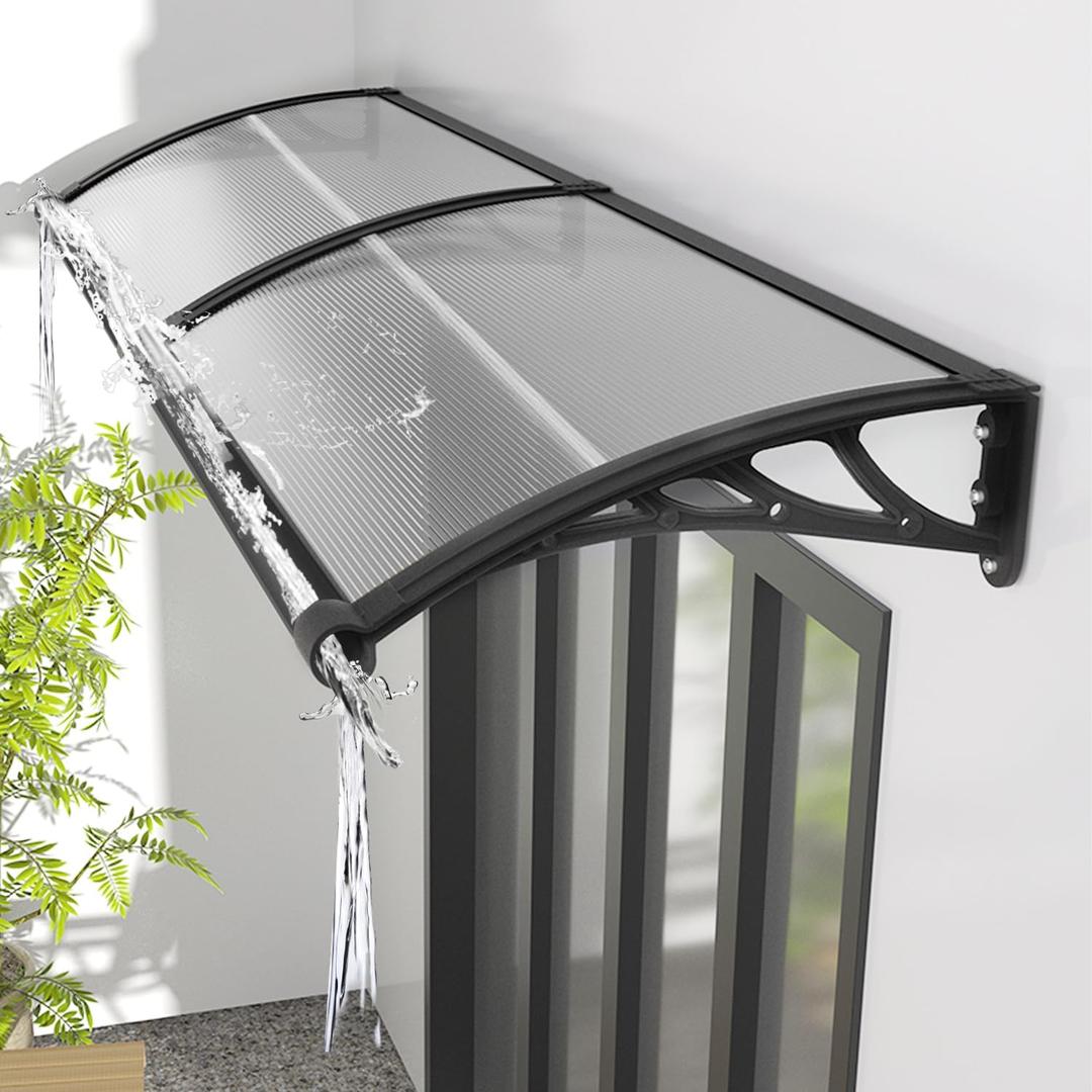 Awning for Door Entrance Window Canopy Exterior with Plastic Steel Bracket UV Rain&Snow Protection, Durable Polycarbonate Canopy for Entrance,Balcony Transparent 60x120cm/24x48in