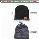 Kids Winter Thick Beanie Hat Scarf Set Slouchy Warm Snow Knit Skull Cap (3 Hats (Black,gray,navy))