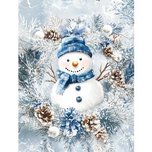 JOASURA Christmas Diamond Art Kits for Adults, DIY Snowman Diamond Painting Round Full Drill 12x16in,5D Diamond Dots Art for Beginning Xmas Home Wall Decor