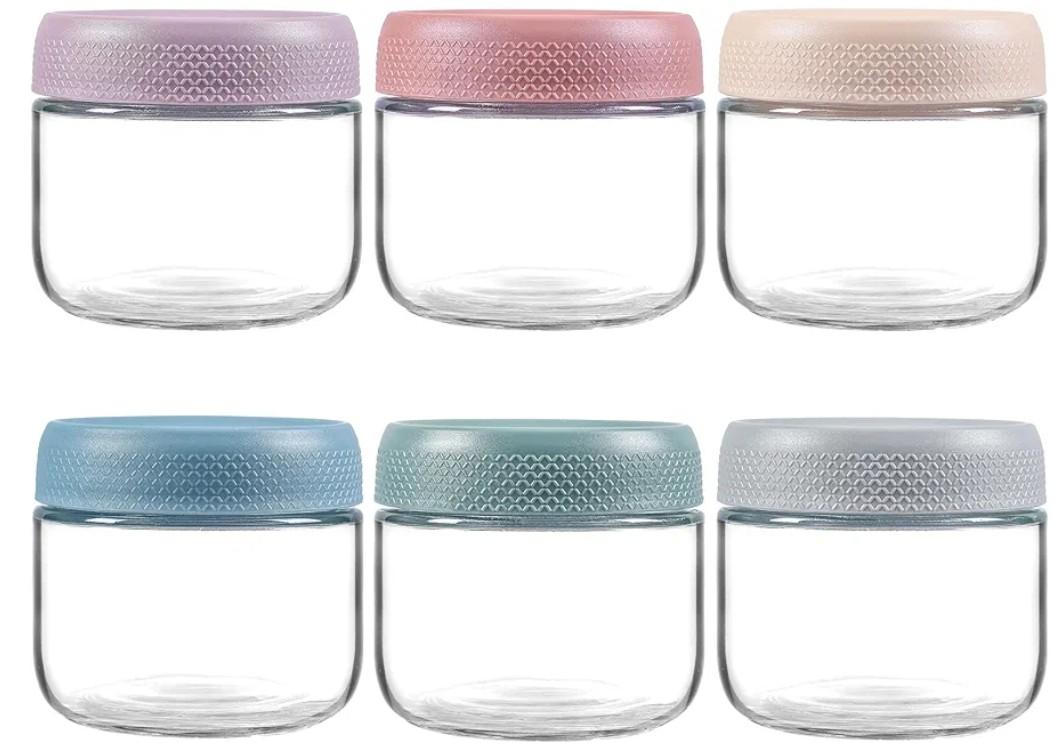 NETANY 6pack 8oz Glass jars with Airtight Lids, Overnight Oats Containers with Lids, Wide mouth Mason Salad jars, Glass Food Storage Containers for Snacks Yogurt Spice Sugar