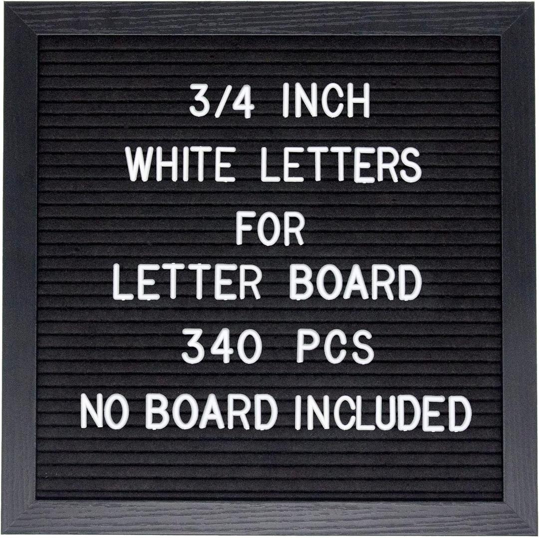 Felt Letter Board Letters Set - Pre-Cut 340pcs 3/4 Inch White Letters Only (No Board Included)