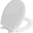 Round Toilet Seat Soft Close 16.5'', Standard Universal Toilet Lid Round with PP Material Safe, Easy to Clean and Install, Ergonomic design, Never Loosens, 2 Years Support, White Plastic