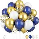 Navy Blue and Gold Balloons - Gold Confetti Balloons for Boys Birthday, Baby Shower, Wedding Anniversary Party Supplies (35PCS)