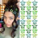 NAISKA 22Pcs St. Patrick’s Day Green Star Sequins Hair Barrettes for Women Y2k Snap Non Slip Hair Clips Star Clips for Hair Cute Small Metal Snap Hair Barrettes for Girls Thick Thin Hair Christmas