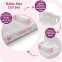 Badger Basket Wooden Doll Bed with Bedding - White/Pink Rose Design, 20
