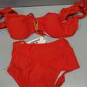 SPORLIKE Women High Waisted Swimsuit Flounce Straps Bikini Bathing Suit (Small, Red)