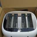 Roter Mond 4 Slice Toaster Retro Stainless Steel with Bagel Defrost Cancel Function, 6 Browning Settings, Extre Wide Slot and Removable Crumb Tray, White, ST033