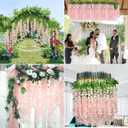 Wisteria Hanging Flowers 12 Pack Artificial Flowers Fake Wisteria Vine Rattan Hanging Garland Silk Flowers String for Party Home Wall Greenery Wedding Decor (Light Pink)