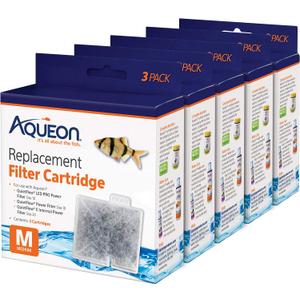 Aqueon Aquarium Fish Tank Replacement Filter Cartridges Medium - 15 Pack