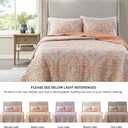 Comfort Spaces Reversible Quilt Set-Vermicelli Stitching Design All Season, Lightweight, Coverlet Bedspread Bedding, Matching Shams, Full/Queen (90 in x 90 in), Gloria Damask Coral 3 Piece