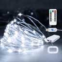 1Pack USB Plug in Fairy String Lights,16ft 50 LED Copper with Remote and Timer, 8 Modes Waterproof Twinkle String Lights Battery Powered for Bedroom Indoor Party Wedding Christmas Decoration (White)