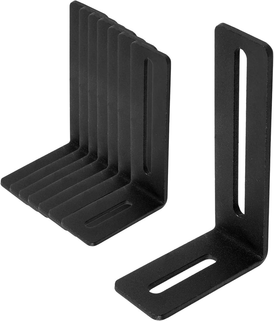 4 Inch Adjustable Angle Bracket, 8 PCS Heavy Duty L Brackets for Wood, L-Shape Corner Brace with Slot, Metal Right Angle Brackets Black Floating Shelf Bracket for Holding, Mounting, and Fixing