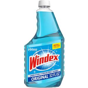 Windex Glass and Window Cleaner Spray Bottle, Bottle Made from 100% Recycled Plastic, Surface Cleaning Spray, Original Blue Scent, 32 Fl Oz