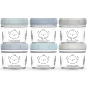KeaBabies 5 pk 4oz Glass Baby Food Containers with Lids - Leak-Proof, Microwavable Small Glass Jars, Baby Purees & Toddler Snack Storage Containers, BPA-Free, Dishwasher & Freezer Safe(Slate) KeaBabies 5 pk 4oz Glass Baby Food Containers with Lids - Leak-Proof, Microwavable Small Glass Jars, Baby Purees & Toddler Snack Storage Containers, BPA-Free, Dishwasher & Freezer Safe(Slate)