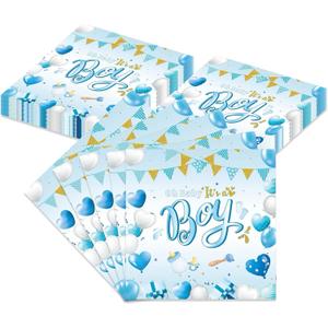 40 Pcs Gender Revealed Napkins Blue Baby Boy Disposable Paper Napkins for Dinner Picnic Cocktail Baby Shower Party Supplies - 6.5 x 6.5 In