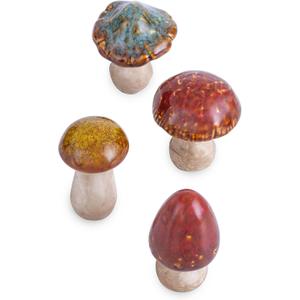 Ceramic Mushrooms Figurine Garden Decor, Lawn Mushrooms Decor, Garden Pots Decoration, Set of 4, 3 Inches High
